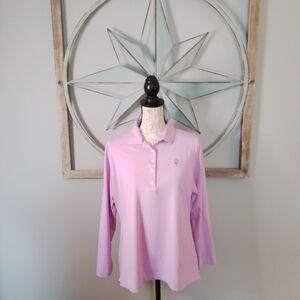 Peter Millar Women's Flora Performance Pullover Long Sleeve Polo Shirt Purple XL